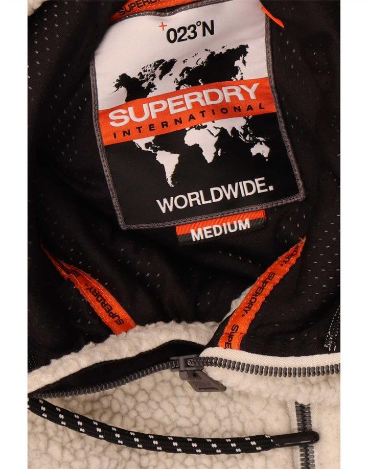 Superdry muška jakna od flisa s kapuljačom UK 38 srednje bijele boje od poliestera