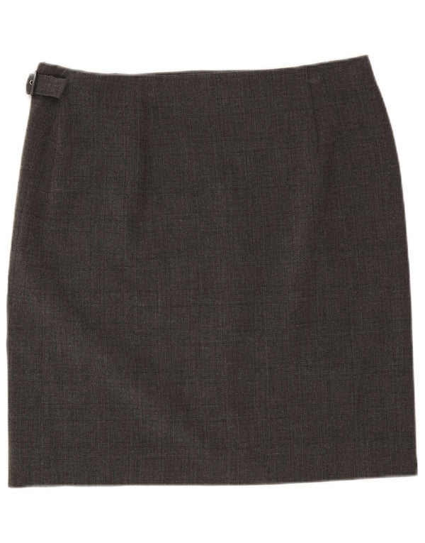 Armani Jeans Womens Wrap Skirt US 12 Large W34  Grey Check Polyester