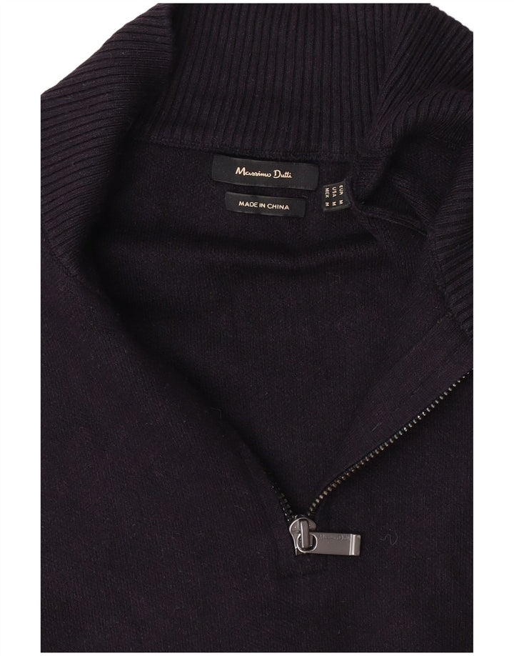 Massimo Dutti muški džemper s izrezom i patentnim zatvaračem srednje tamnoplave boje