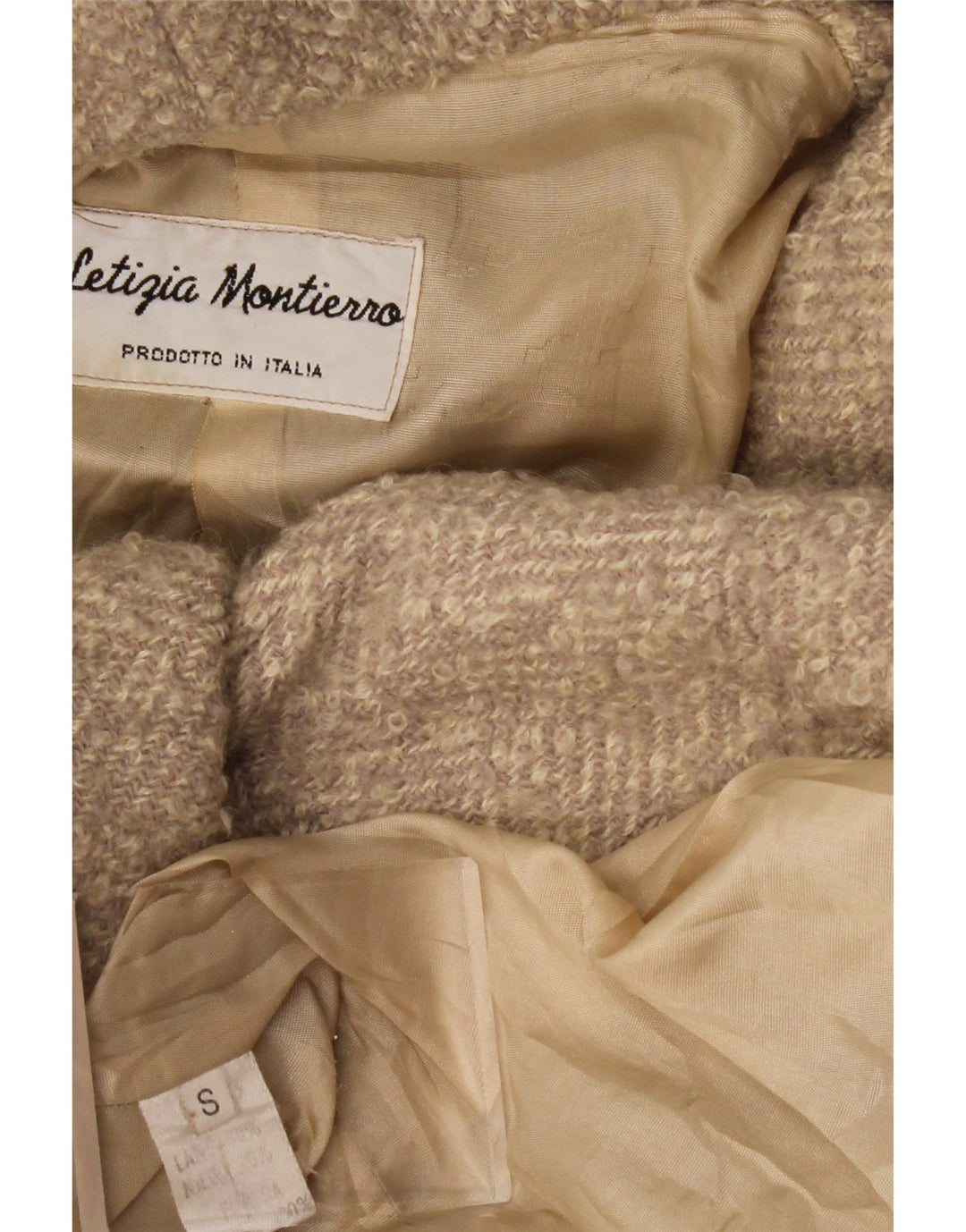 VINTAGE ženski preveliki kaput s kapuljačom UK 10 Mali bež riblja kost