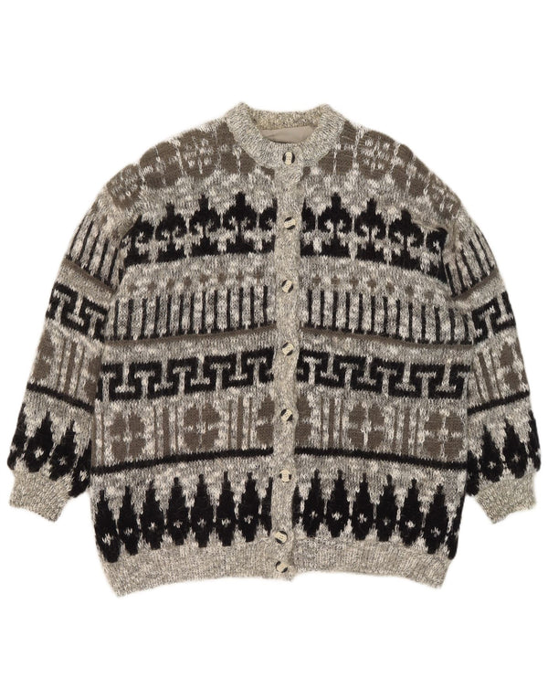 Vintage ženski kardigan džemper UK 20 2XL sivi geometrijski