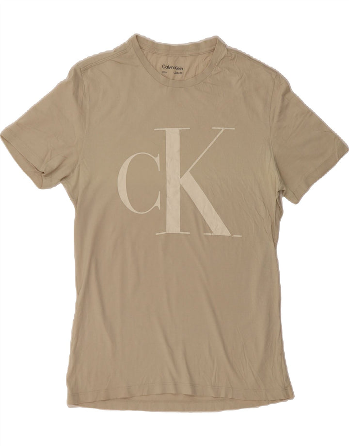 CALVIN KLEIN Mens Graphic T-Shirt Top Small Grey Cotton Vintage Calvin Klein and Second-Hand Calvin Klein from Messina Hembry 