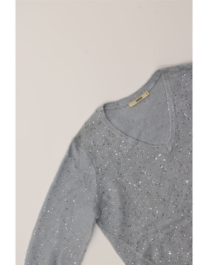 OASIS Womens Longline Oversized V-Neck Jumper Sweater UK 10 Small Grey Vintage Oasis and Second-Hand Oasis from Messina Hembry 