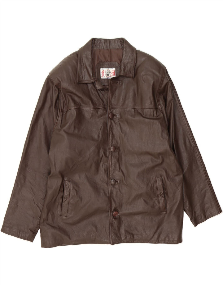 VINTAGE Mens Leather Jacket UK 40 Large Brown Leather Vintage Vintage and Second-Hand Vintage from Messina Hembry 