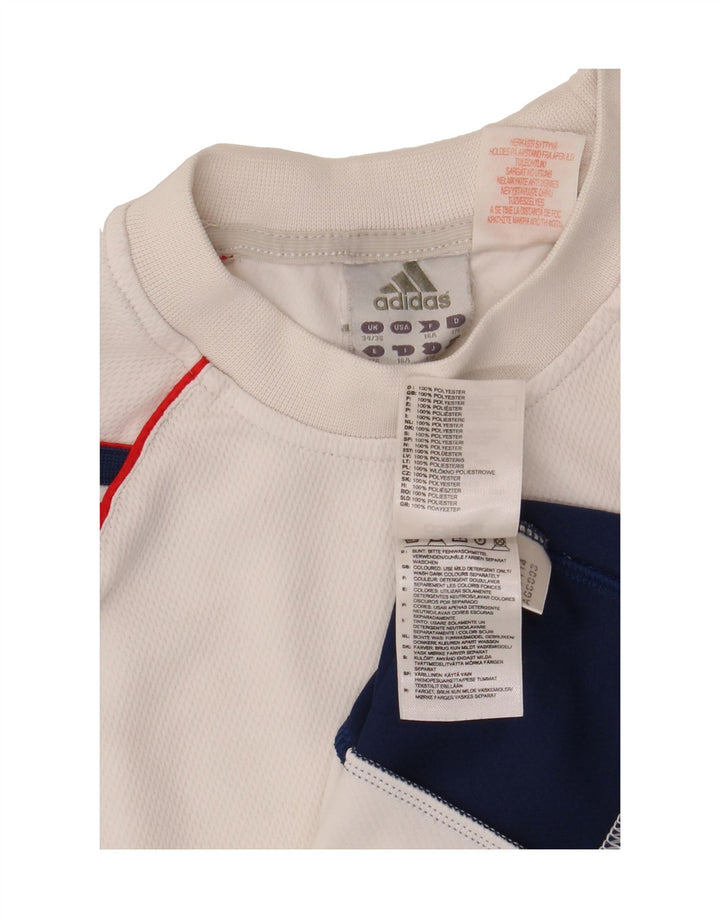ADIDAS Boys T-Shirt Top 15-16 Years White Colourblock Polyester Vintage Adidas and Second-Hand Adidas from Messina Hembry 