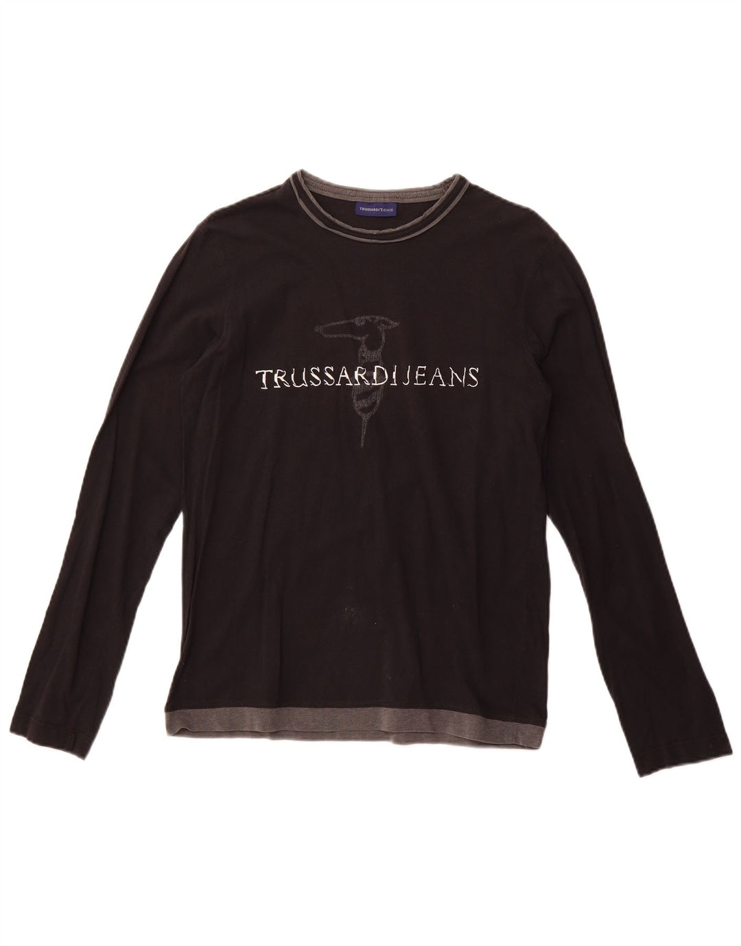 TRUSSARDI JEANS Ženska majica dugih rukava s grafikom UK 12 srednje crna