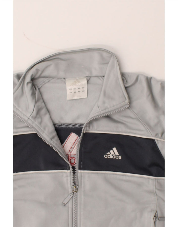 ADIDAS Boys Graphic Tracksuit Top Jacket 9-10 Years Grey Colourblock Vintage Adidas and Second-Hand Adidas from Messina Hembry 