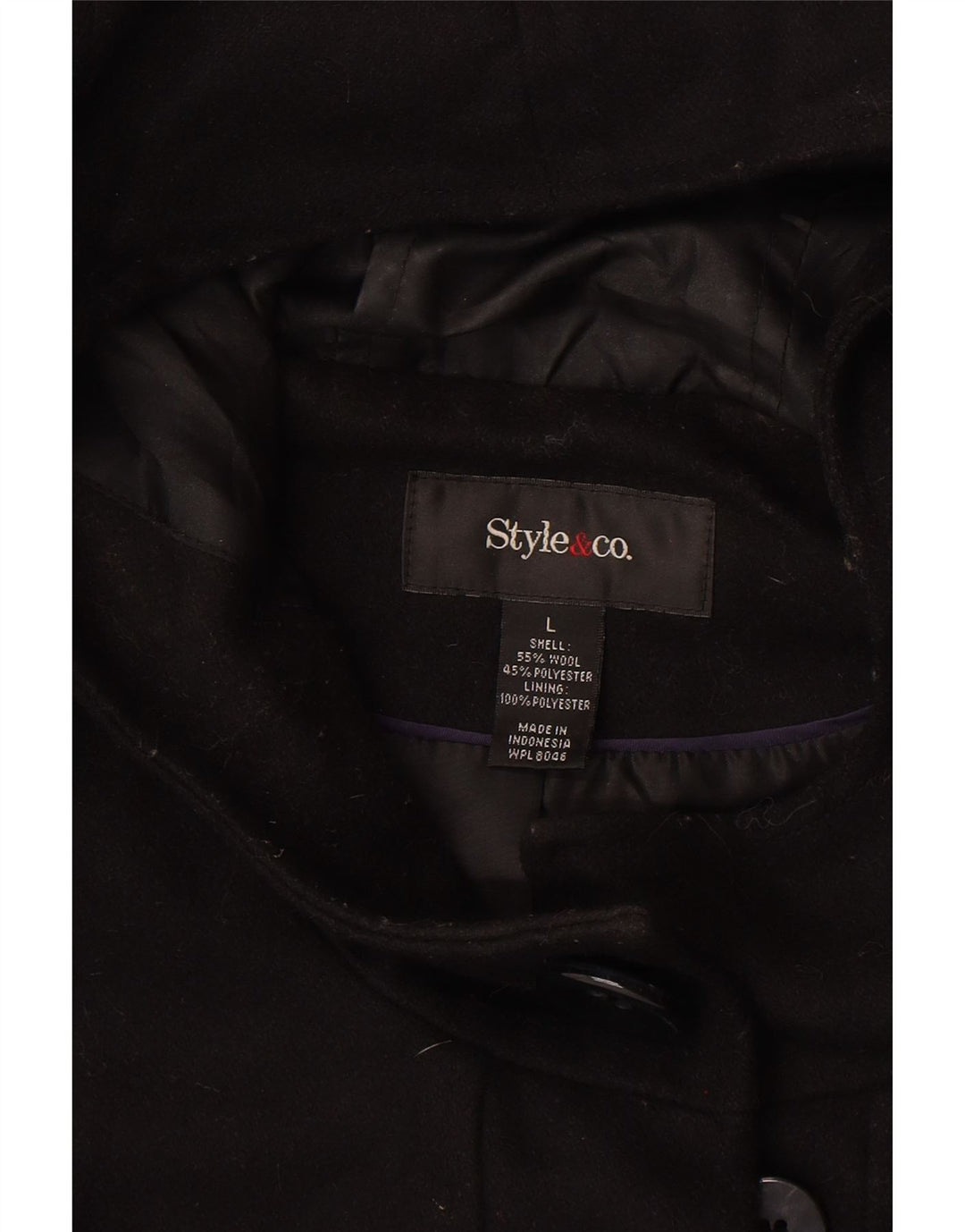 Style&Co ženski duffle kaput s kapuljačom UK 16 velika crna vuna