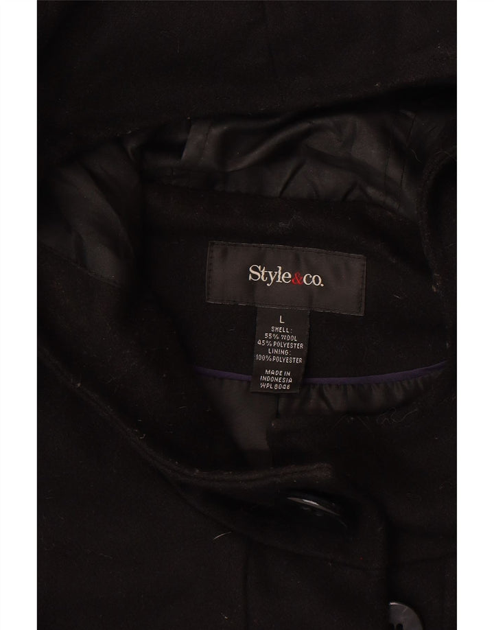 Style&Co ženski duffle kaput s kapuljačom UK 16 velika crna vuna