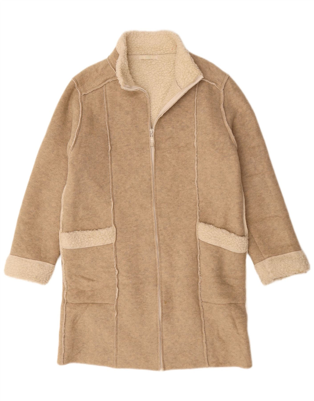 Marks & Spencer ženski šerpa preveliki kaput UK 10 Small Beige Flected