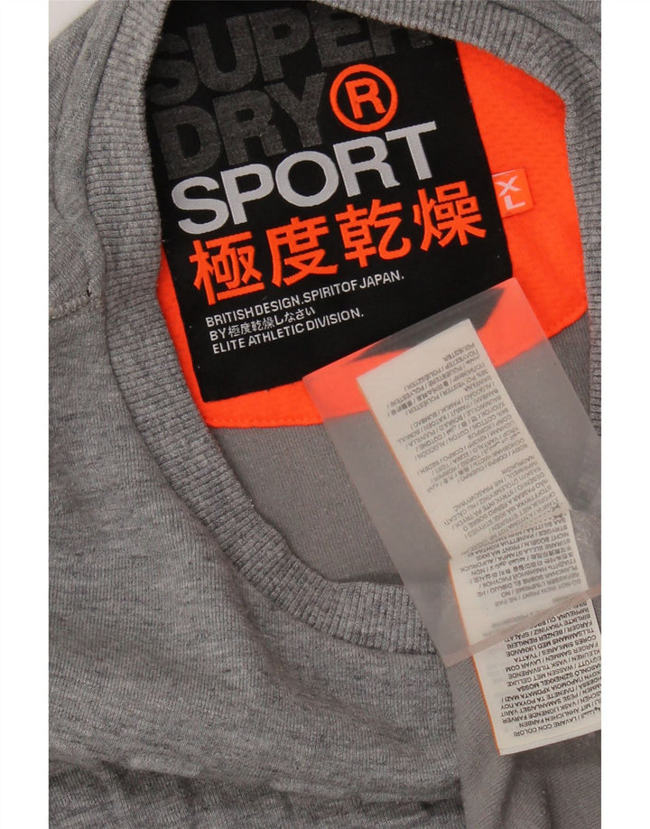 SUPERDRY muški džemper s grafičkim motivima XL, sivi flekasti pamuk