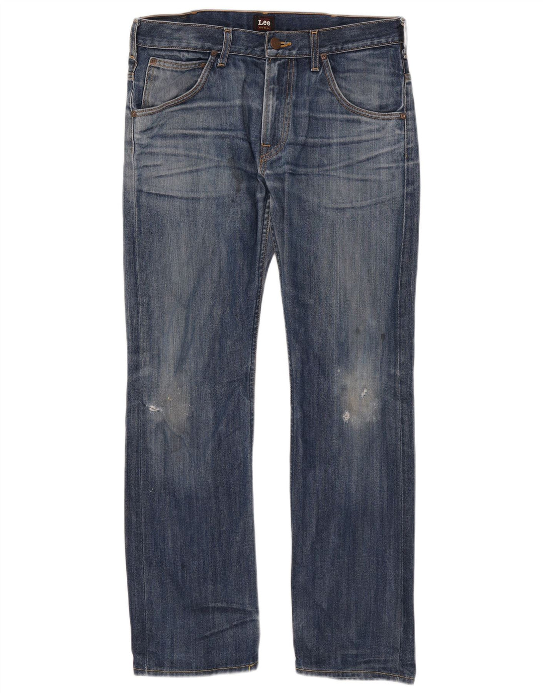 Lee Mens Zed Distressed Straight Jeans W32 L32 Plavi pamuk
