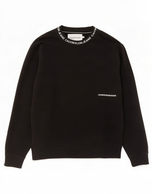 Calvin Klein Jeans Mens Graphic Sweatshirt Jumper Medium Black Cotton