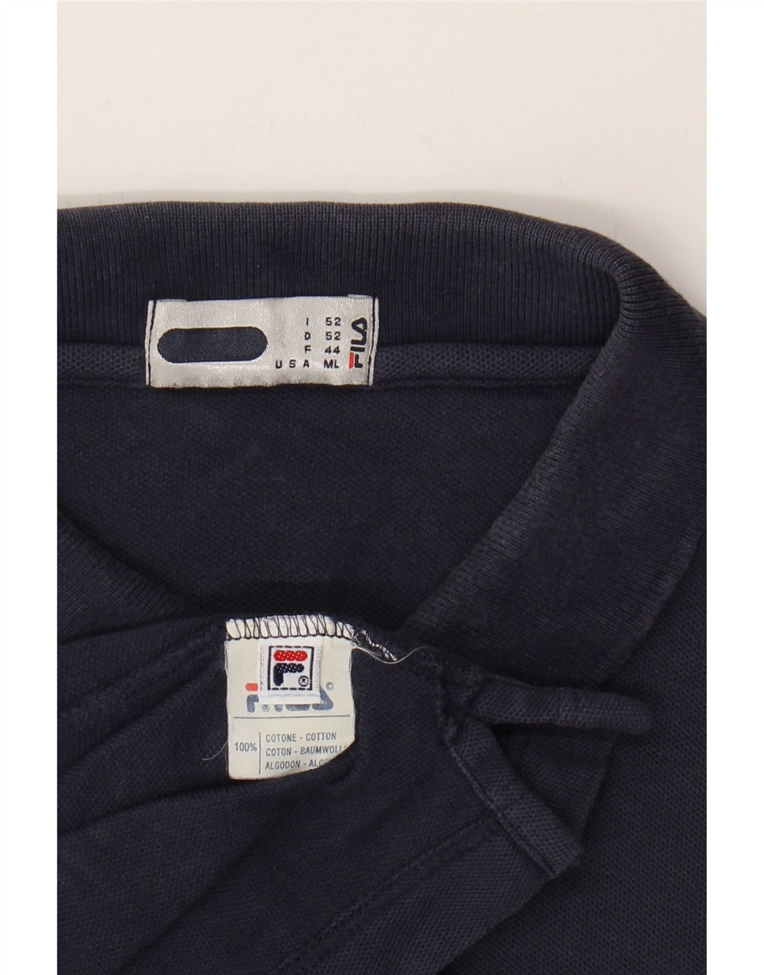 FILA Mens Polo Shirt IT 52 Large Navy Blue Cotton Vintage Fila and Second-Hand Fila from Messina Hembry 