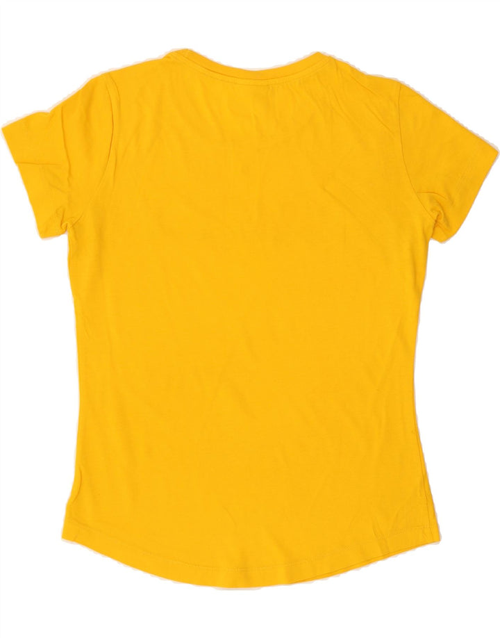 CHAMPION Womens Graphic T-Shirt Top UK 12 Medium Yellow Vintage Champion and Second-Hand Champion from Messina Hembry 