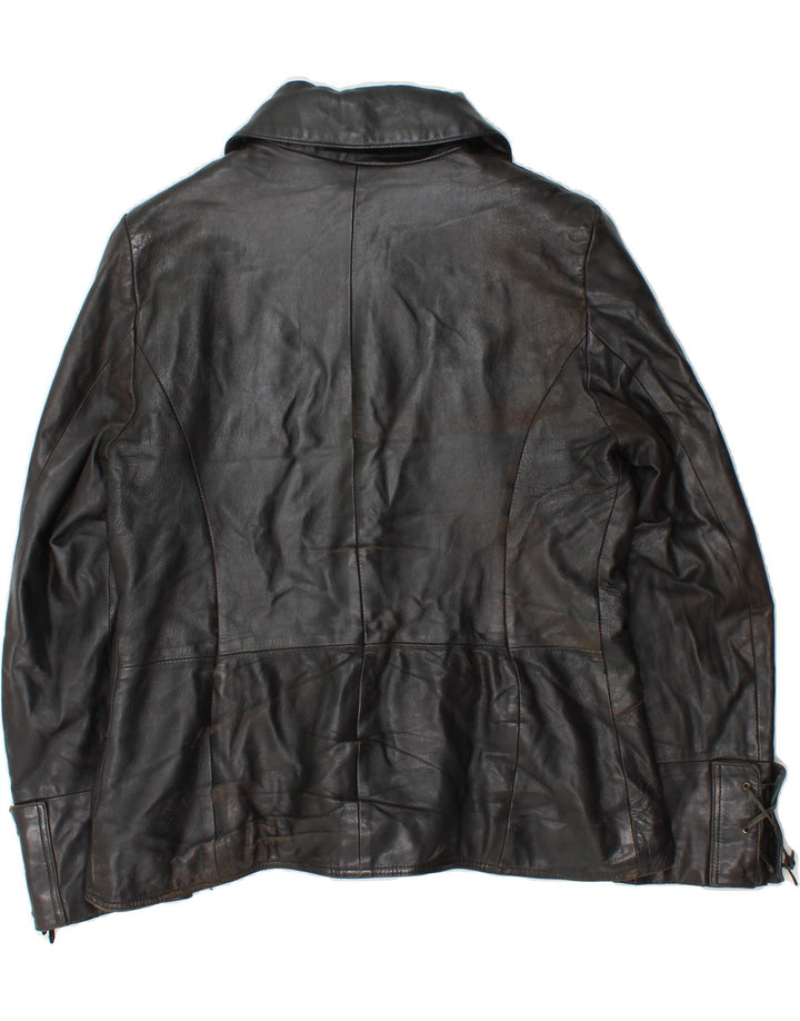 VINTAGE Womens Leather Jacket IT 48 XL Black Vintage Vintage and Second-Hand Vintage from Messina Hembry 