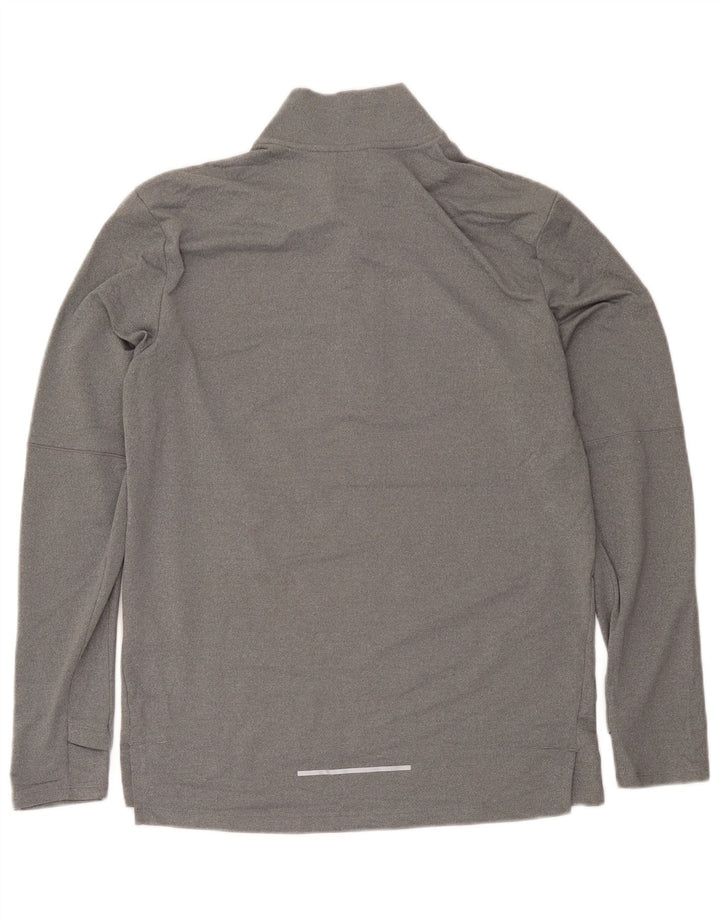 Nike Dri Fit majica s izrezom i dugim rukavima srednje sive boje od poliestera