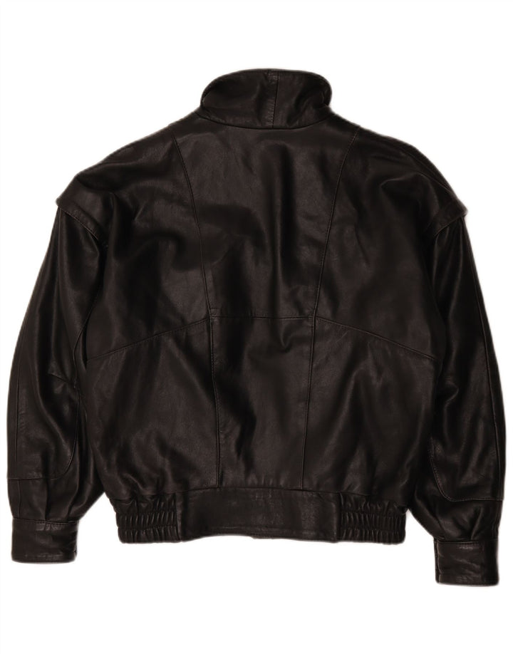 Vintage muška bomber kožna jakna UK 46 3XL crna koža