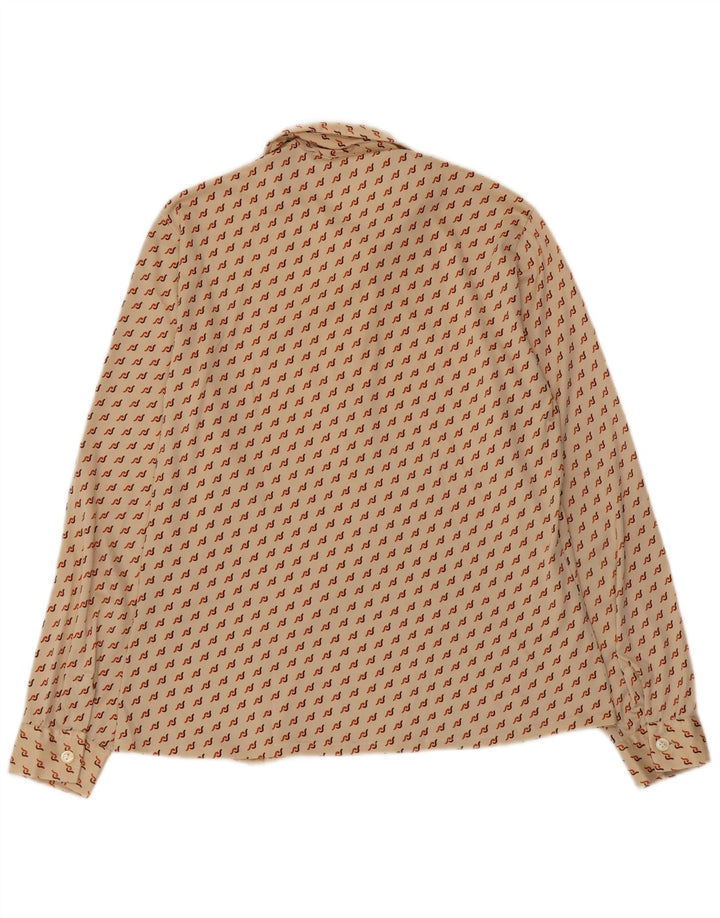 VINTAGE ženska majica majica UK 16 velika bež geometrijska