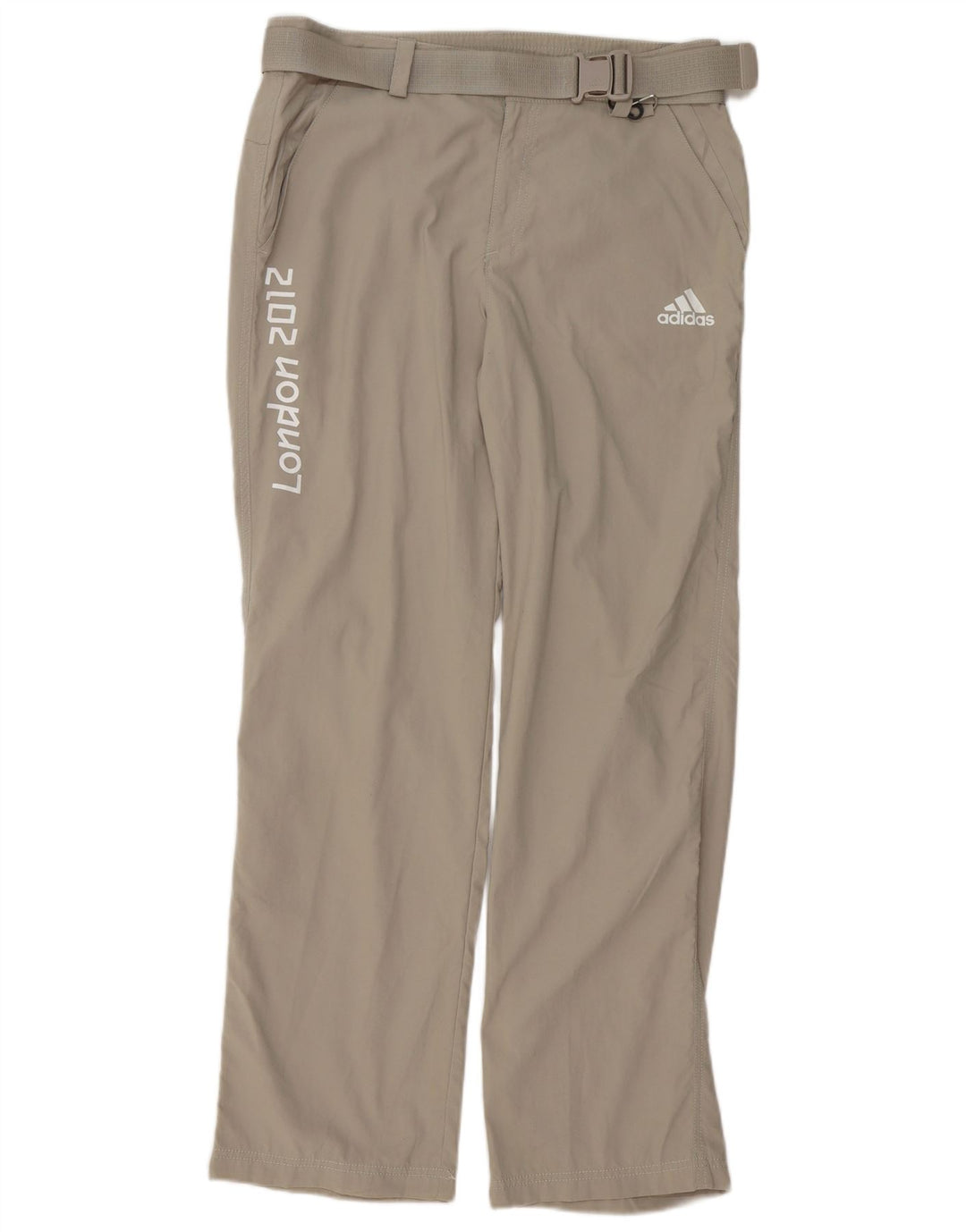 Adidas muške grafičke ravne chino hlače srednje veličine W32 L32 sivi poliester