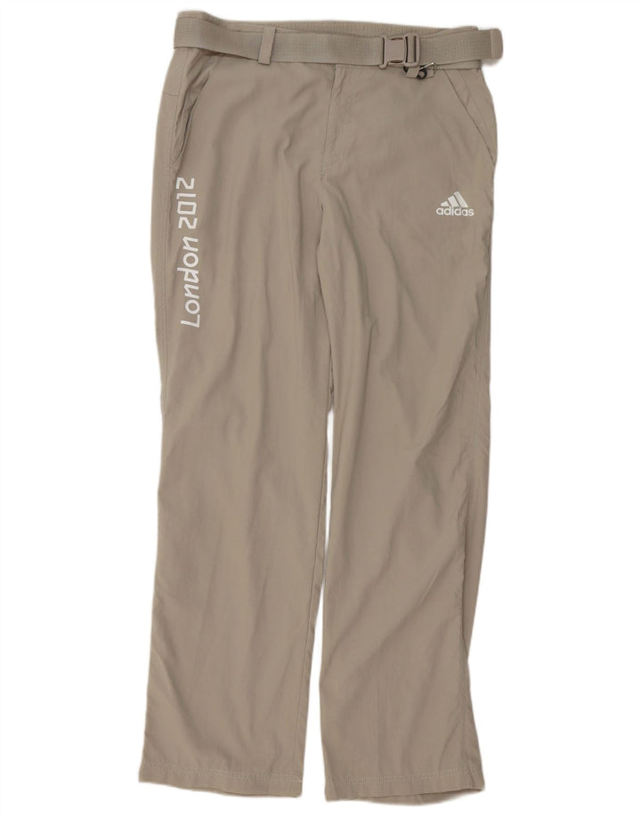 Adidas muške grafičke ravne chino hlače srednje veličine W32 L32 sivi poliester