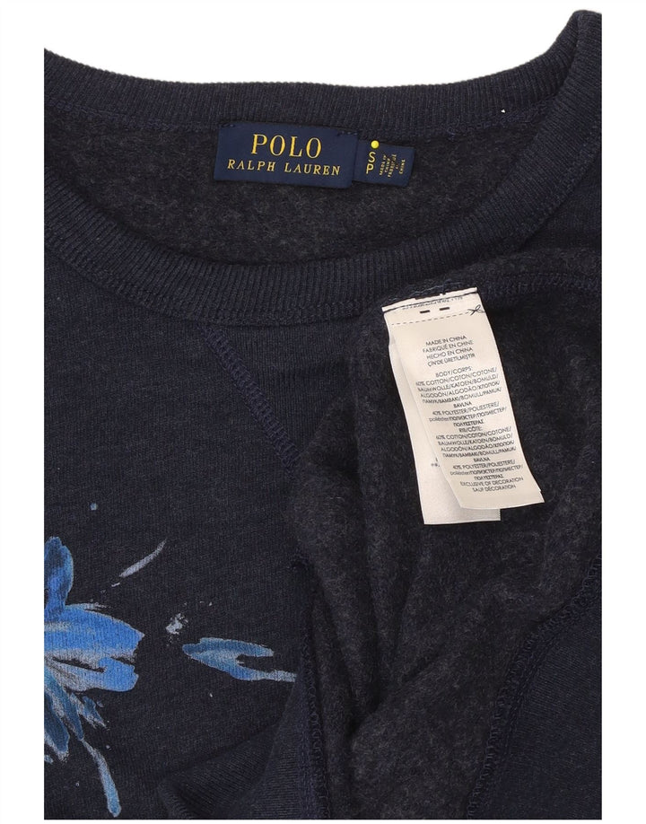 POLO RALPH LAUREN Ženska majica s kratkim rukavima UK 10 Mala tamnoplava cvjetna