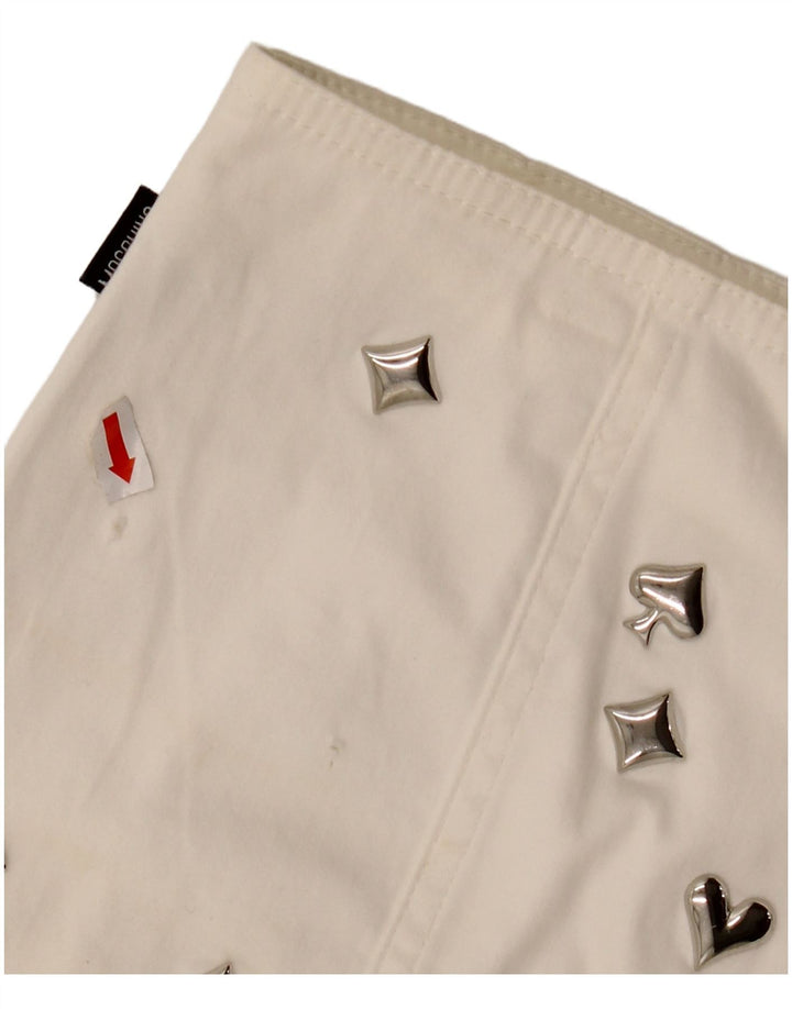 MOSCHINO ženska suknja A-kroja visokog struka UK 14 W30 L23 bijeli pamuk