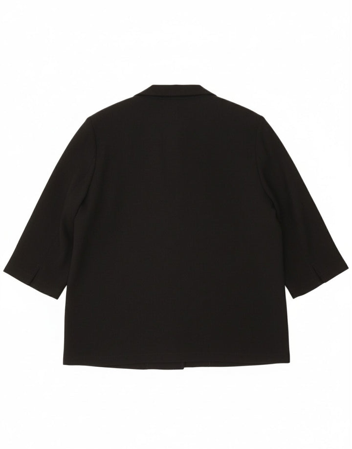 LADY H. Womens Short Sleeve Blazer Jacket UK 16 Large Black Polyester
