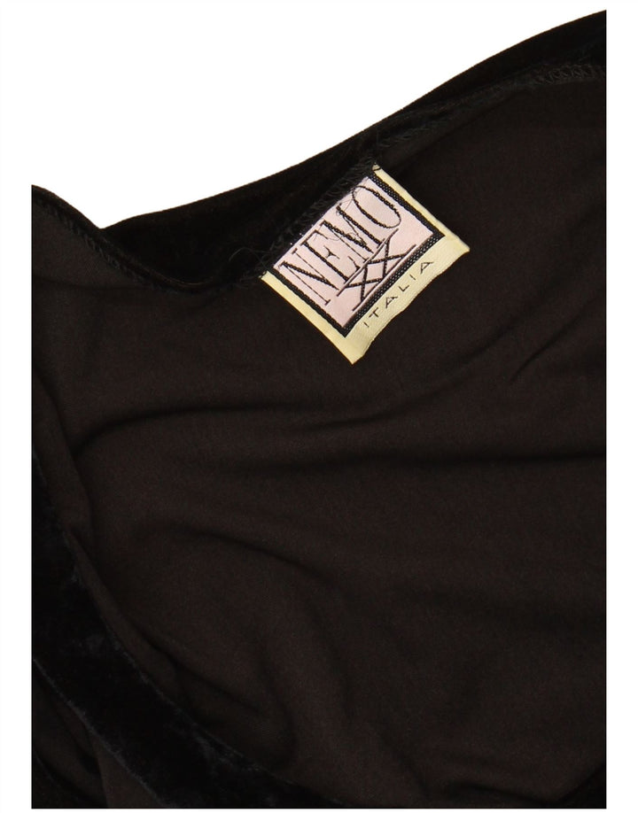 VINTAGE ženski baršunasti bodi UK 8 Mali crni akril