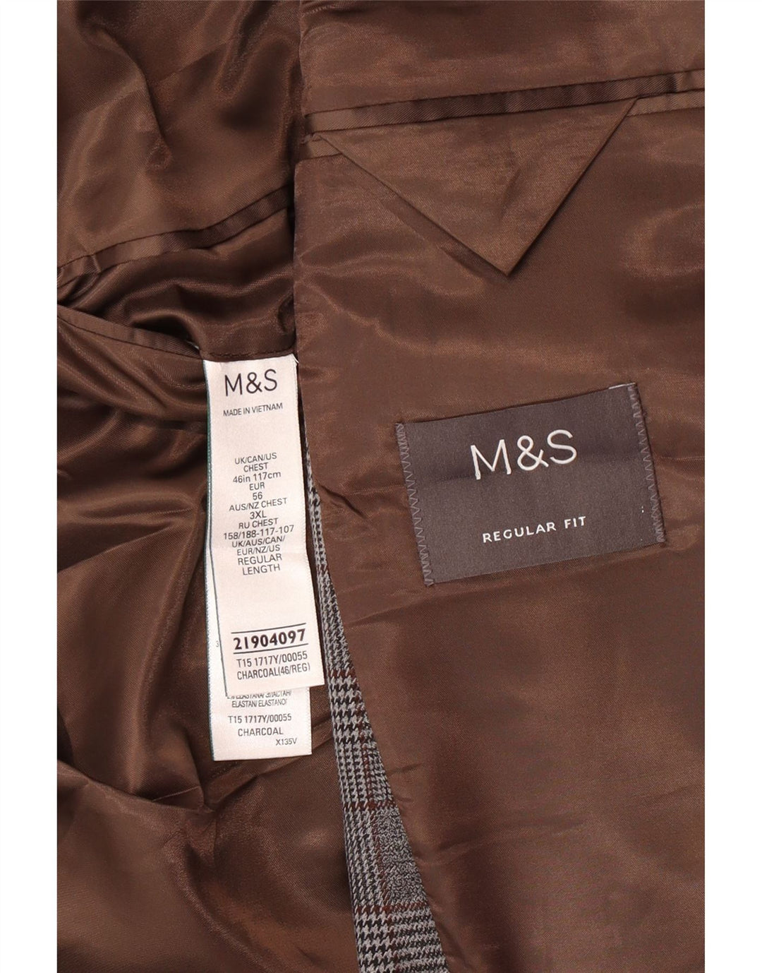 Marks & Spencer muška jakna sa 2 gumba UK 46 3XL sivi karirani poliester
