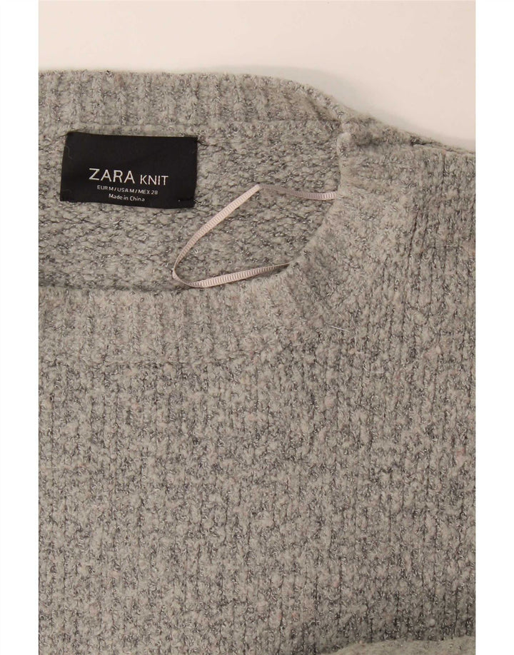 Zara Womens Oversized Crew Neck Jumper Sweater UK 14 Medium Grey