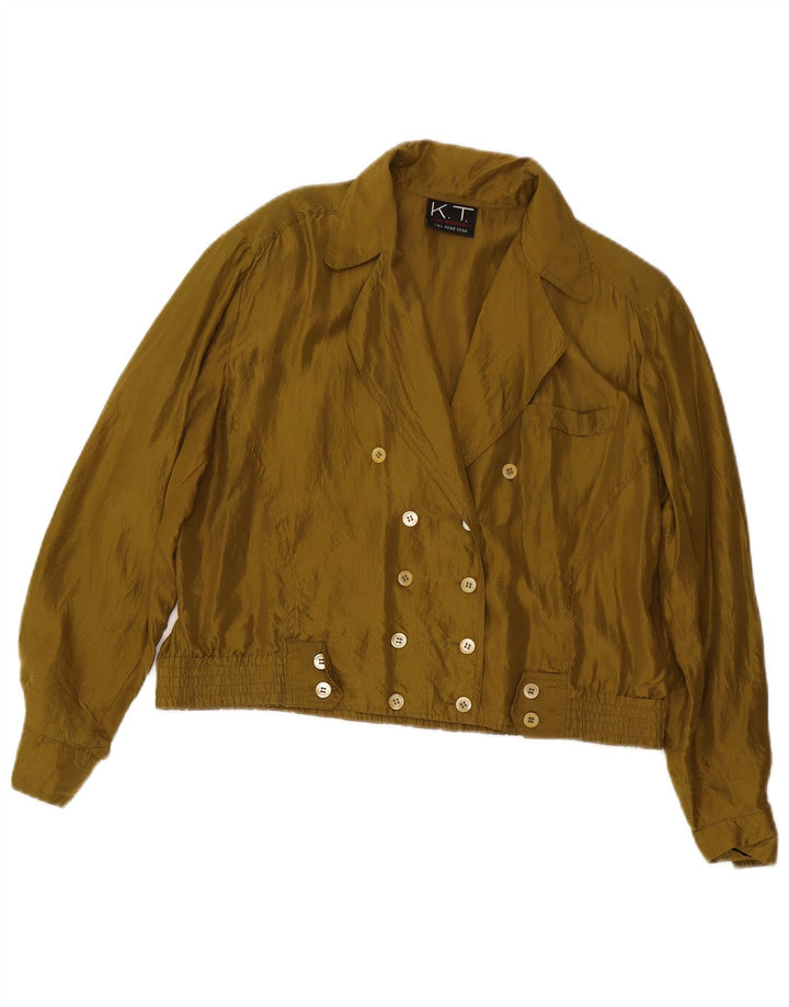 Vintage ženska prevelika bomber jakna s dvostrukim kopčanjem UK 10 Mala kaki boja