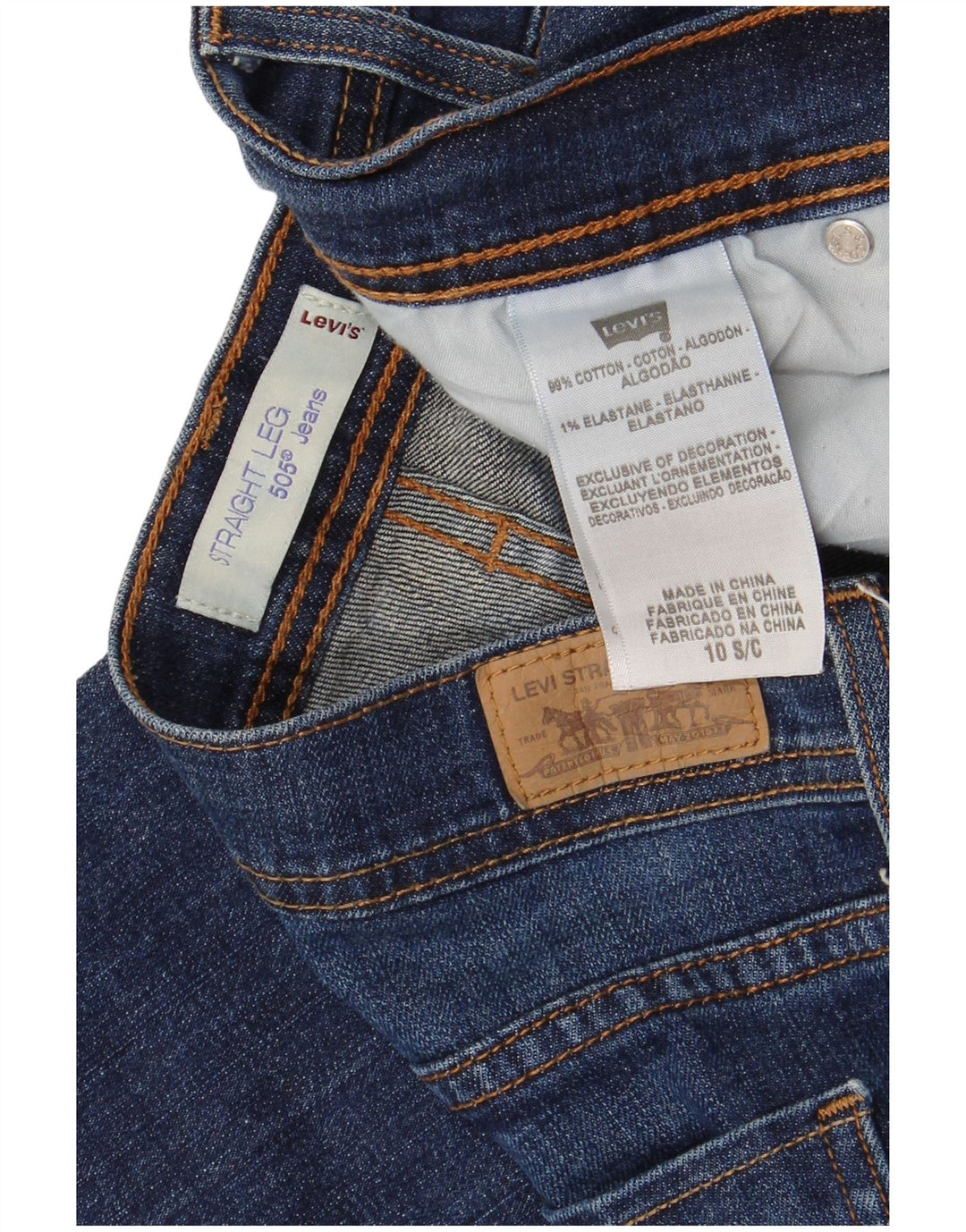 Levi's ženske 505 ravne traperice US 10 Large W30 L29 plavi pamuk