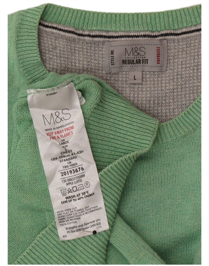 Marks & Spencer muški pulover s okruglim izrezom Regular Fit Large Green