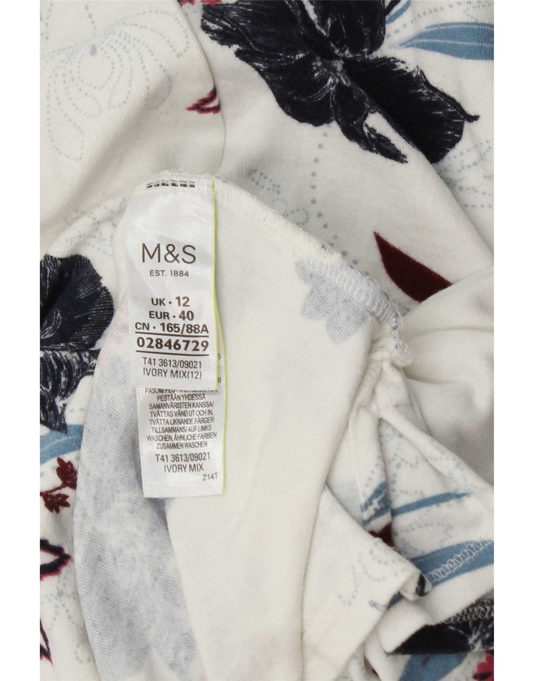 Marks & Spencer ženska majica dugih rukava UK 12 srednje bijele cvjetne viskoze