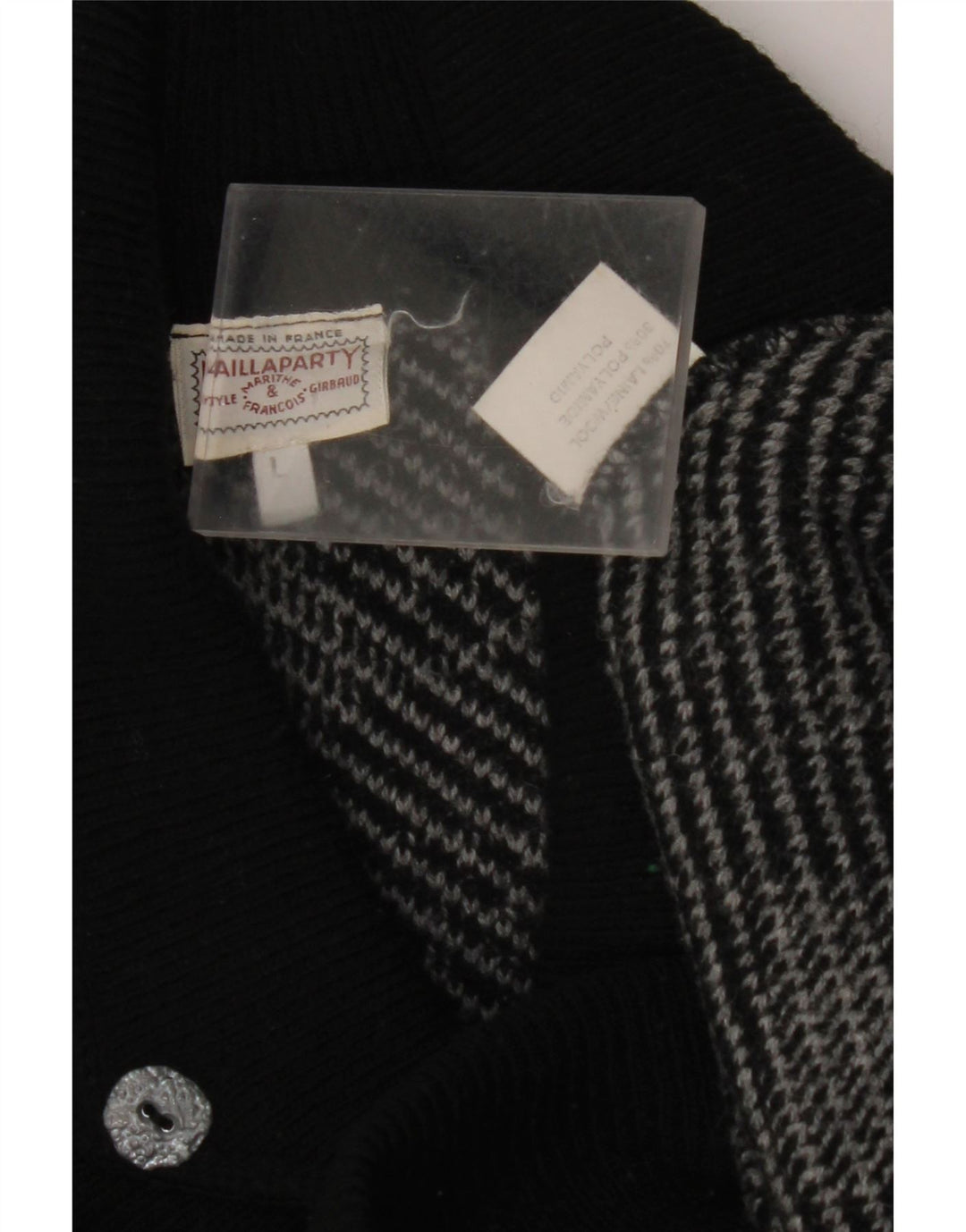 VINTAGE ženski džemper sa šal izrezom UK 16 Veliki sivi geometrijski