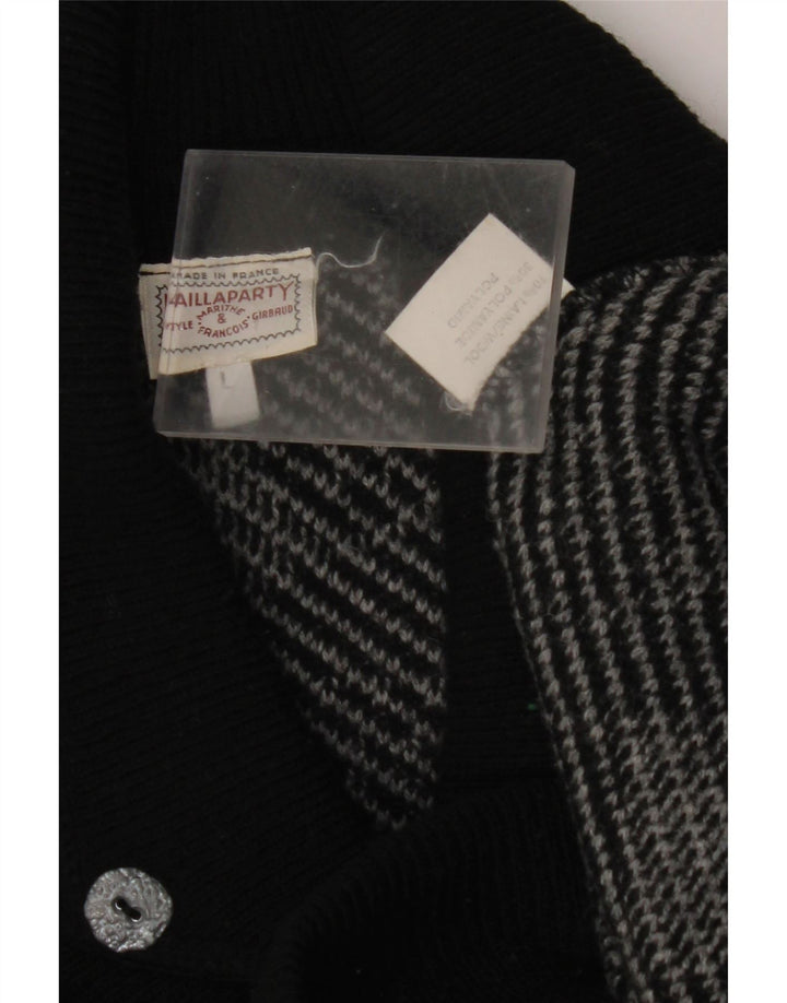 VINTAGE ženski džemper sa šal izrezom UK 16 Veliki sivi geometrijski