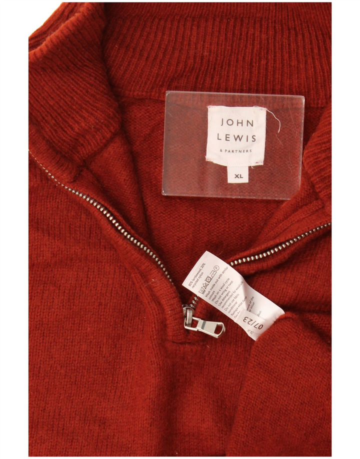 John Lewis muški pulover s izrezom i patentnim zatvaračem XL od crvene janjeće vune