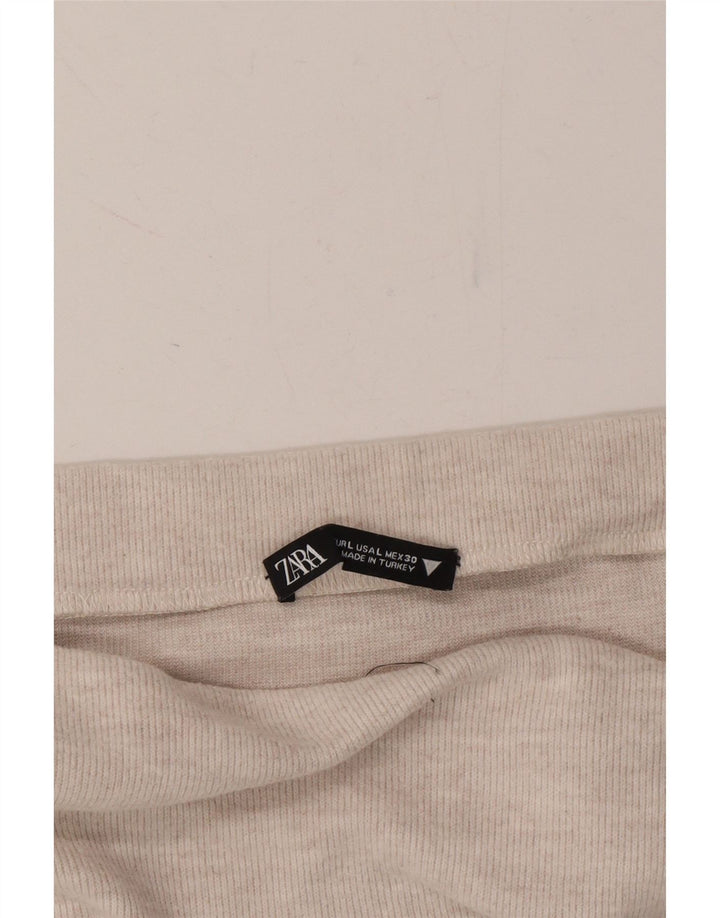 ZARA Womens Knit Straight Skirt Large W32 Beige Polyester