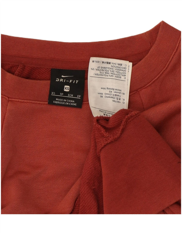 NIKE Ženski Dri Fit Oversized Graphic Sweatshirt Džemper UK 6 XS Crveni Pamuk