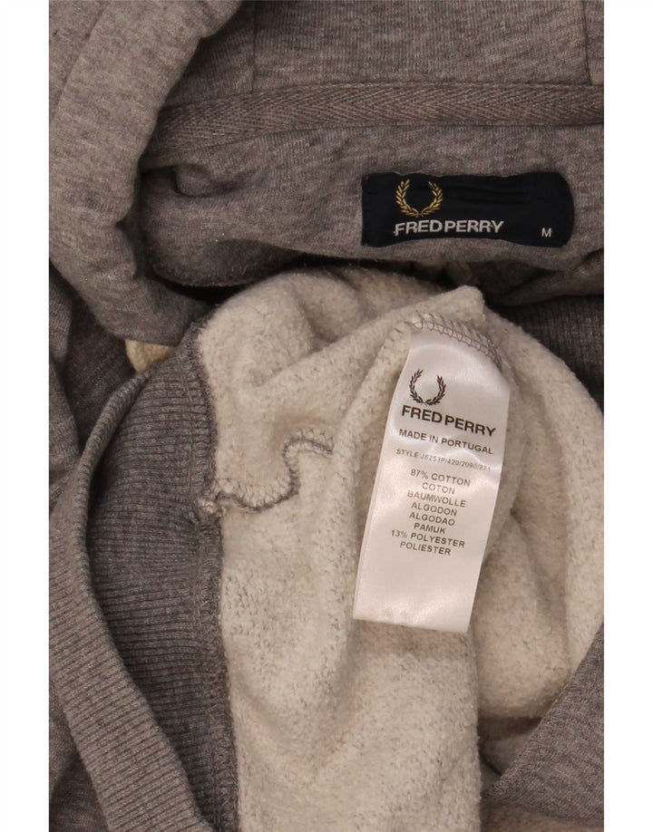 Fred Perry muški pulover s kapuljačom na patentni zatvarač srednje sivi pamuk