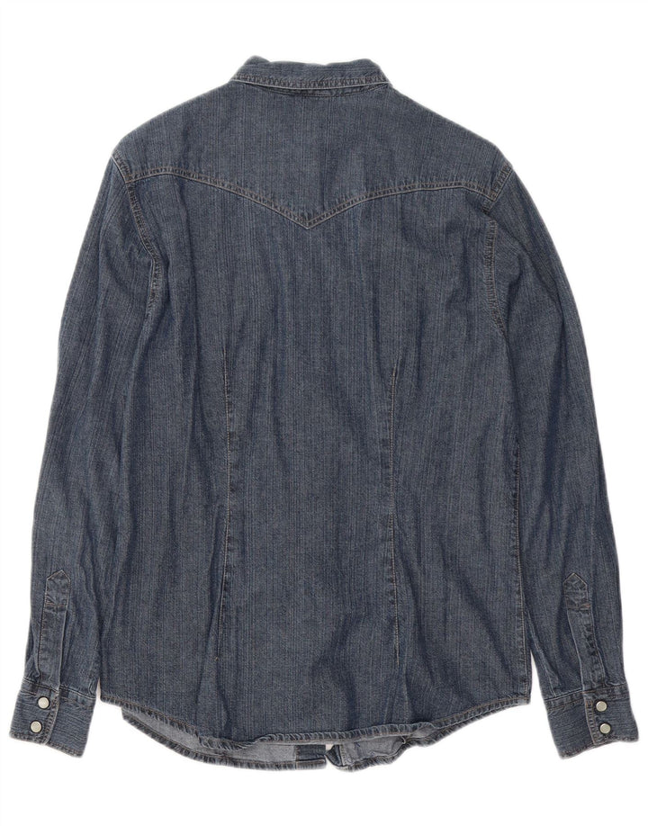 BENETTON ženska traper košulja UK 14 srednje tamnoplavi pamuk