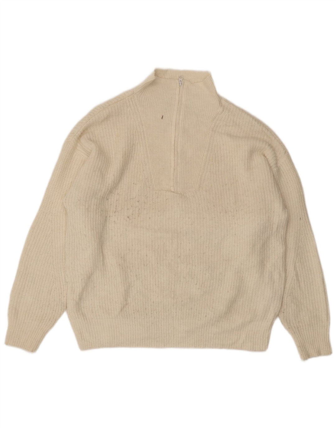 Jack Wills, ženski džemper s izrezom i patentnim zatvaračem, UK 14, veliki sivo bijeli akril