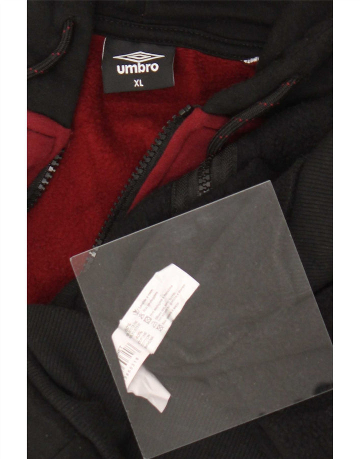 Umbro muški pulover s kapuljačom s patentnim zatvaračem XL crni poliester u blokovima boja
