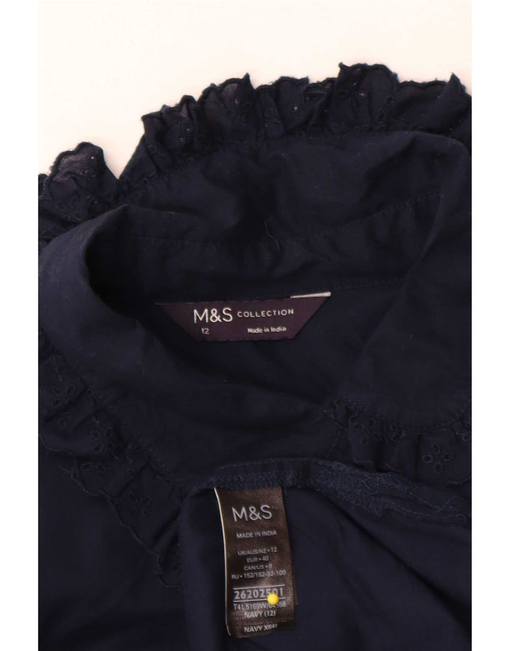 Marks & Spencer ženska košulja bluza UK 12 srednje tamnoplavi pamuk