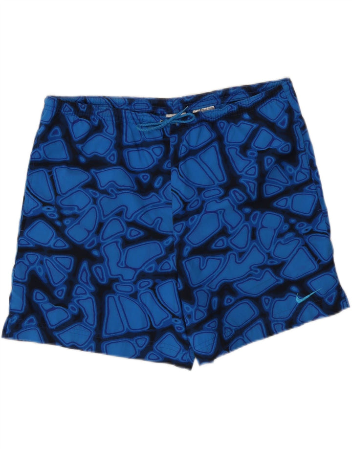 NIKE Womens Abstract Pattern Sport Shorts US 4/6 Small  Blue Polyamide Vintage Nike and Second-Hand Nike from Messina Hembry 