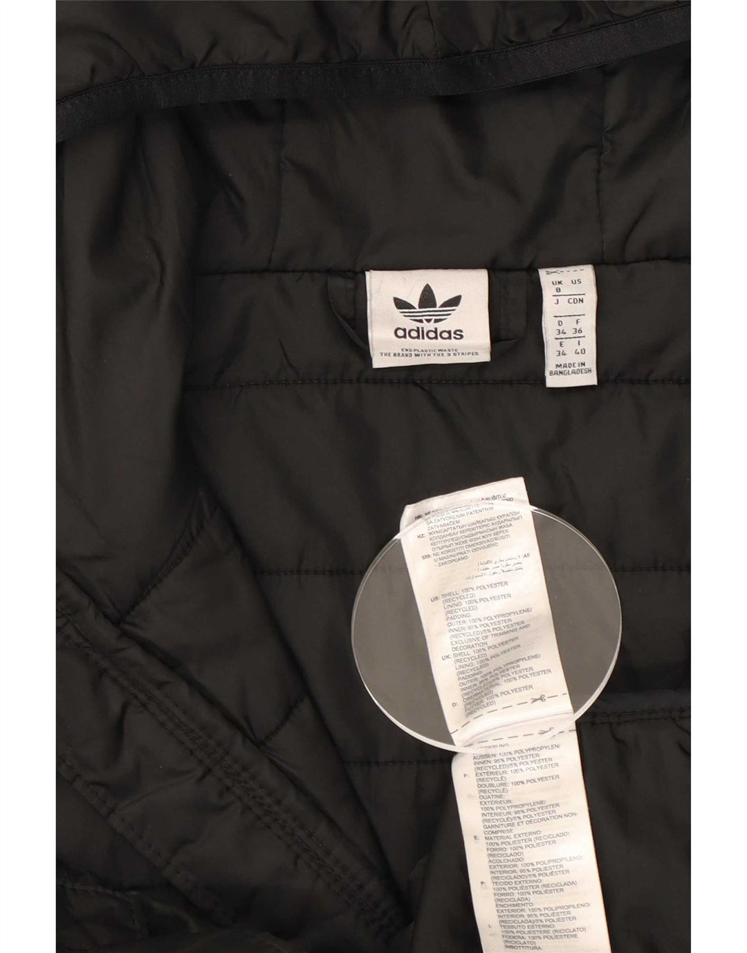 Adidas ženska podstavljena jakna s kapuljačom UK 8 Mala crna poliester