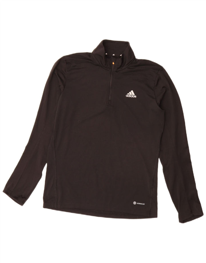 Adidas muška majica s izrezom s patentnim zatvaračem, gornji dio trenirke, mali crni poliester