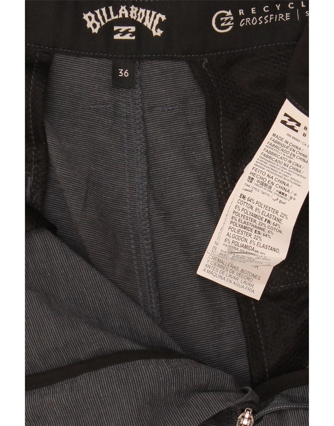 Billabong muške chino kratke hlače W36 veliki sivi flekasti poliester
