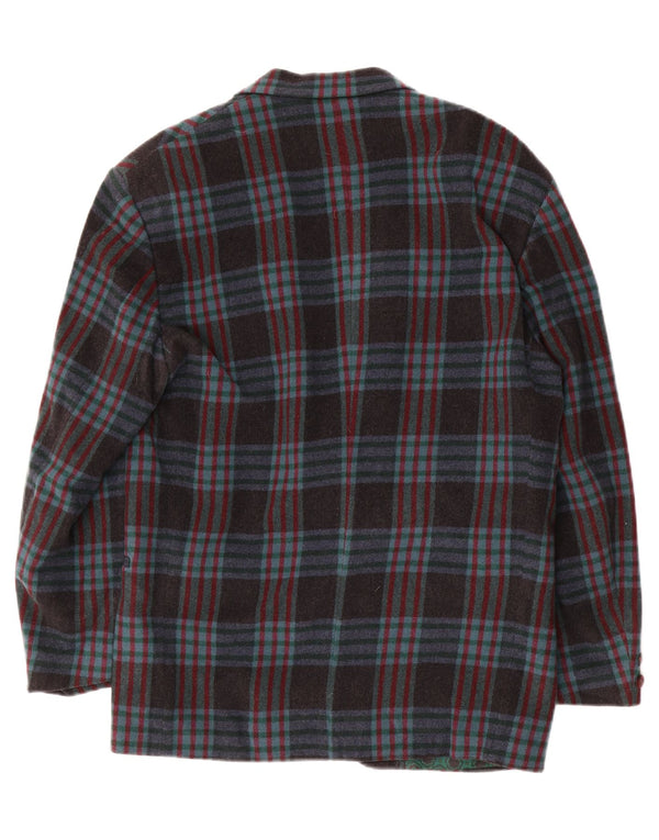 Vintage Mens 2 Button Blazer Jacket IT 48 Medium Navy Blue Check Wool